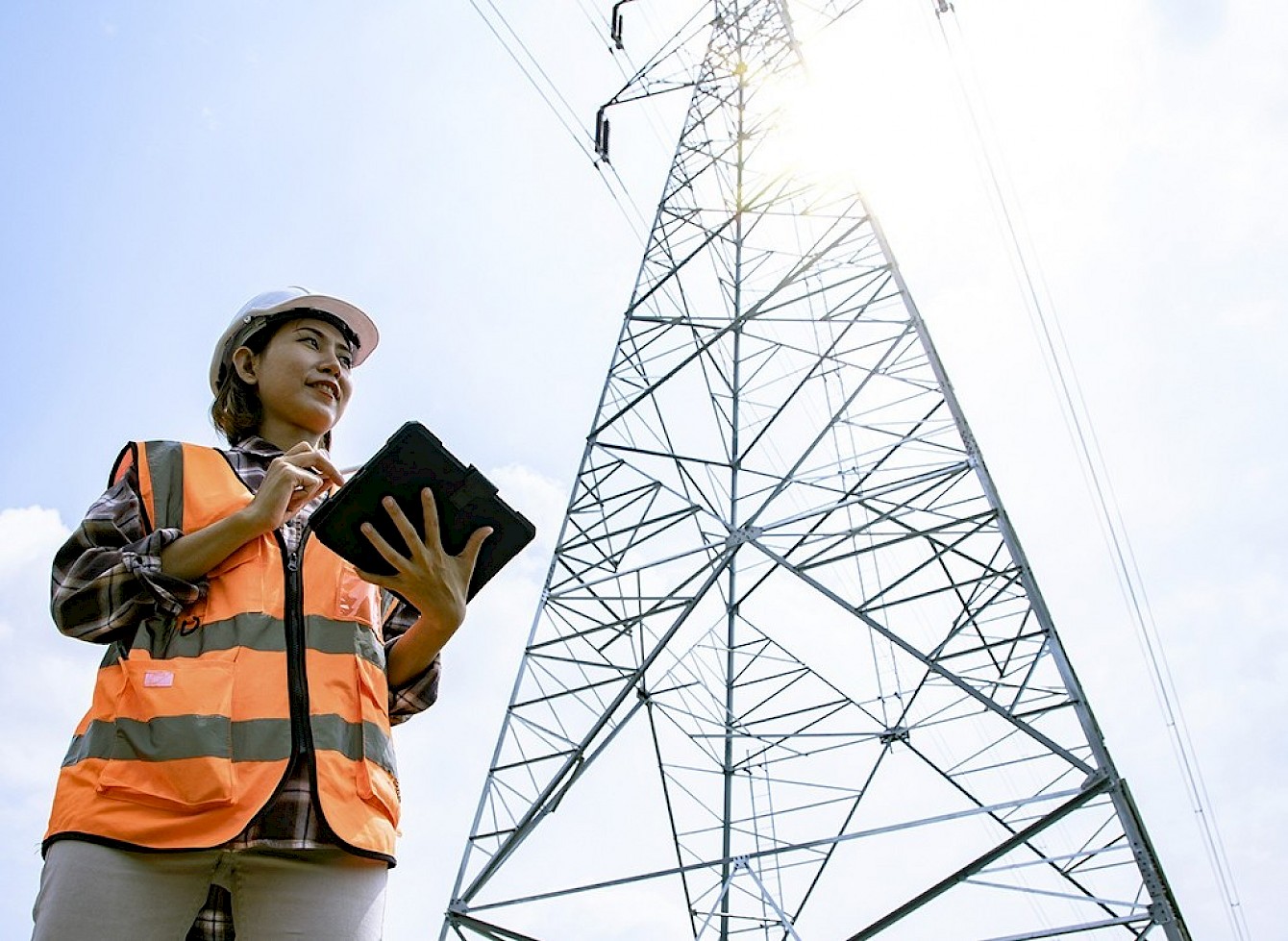 Woman with pylon